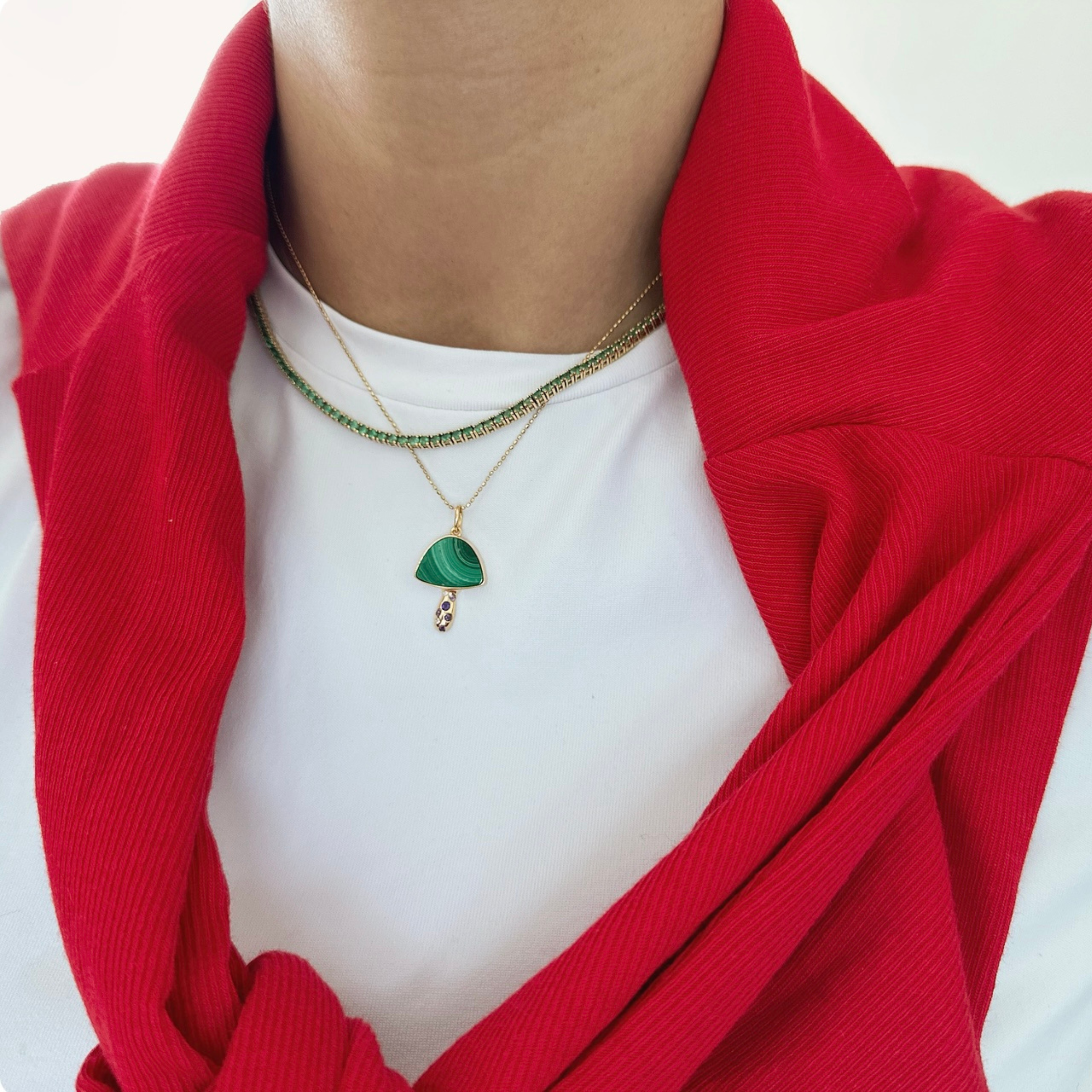 Malachite Mushroom Necklace