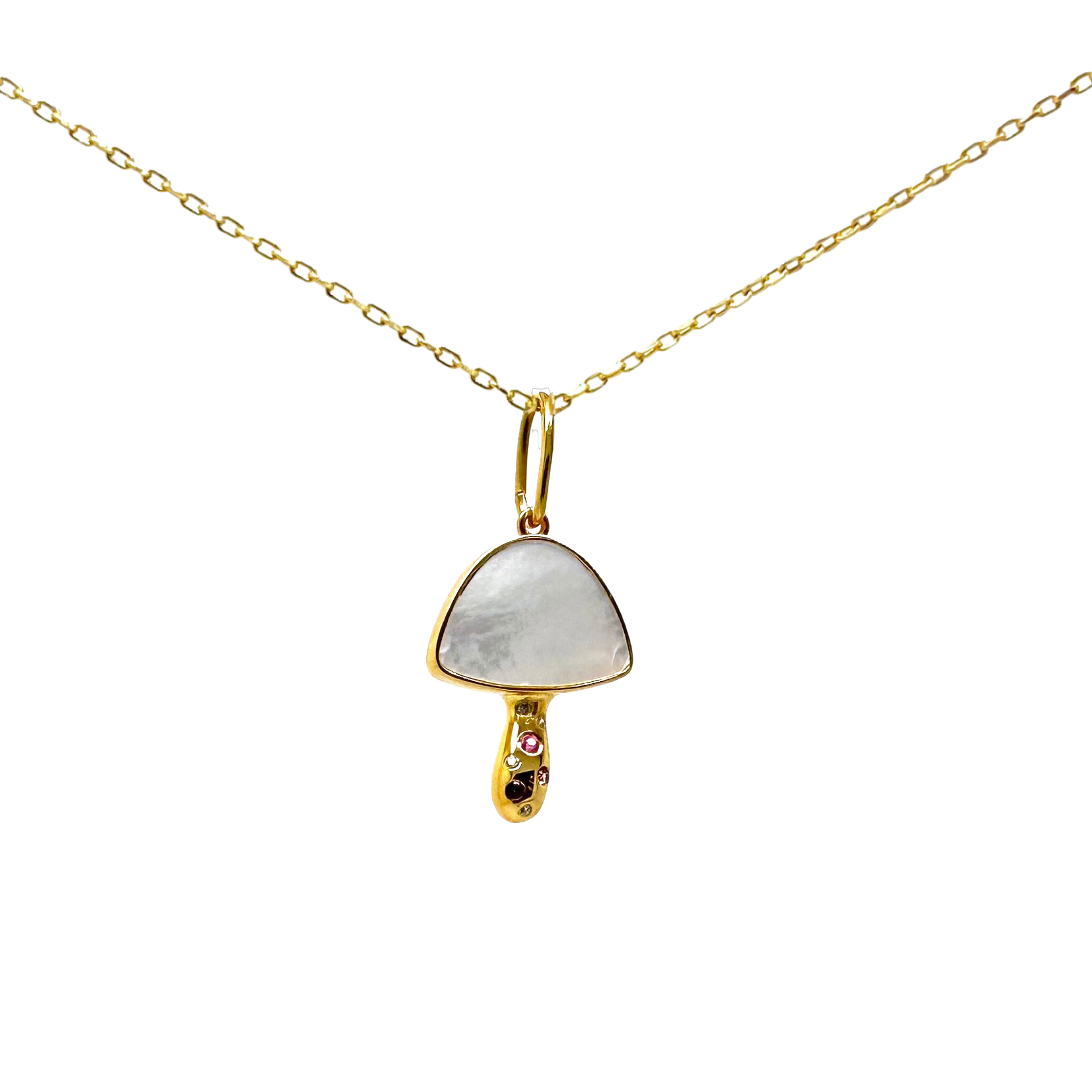 Mother of pearl Mushroom Necklace