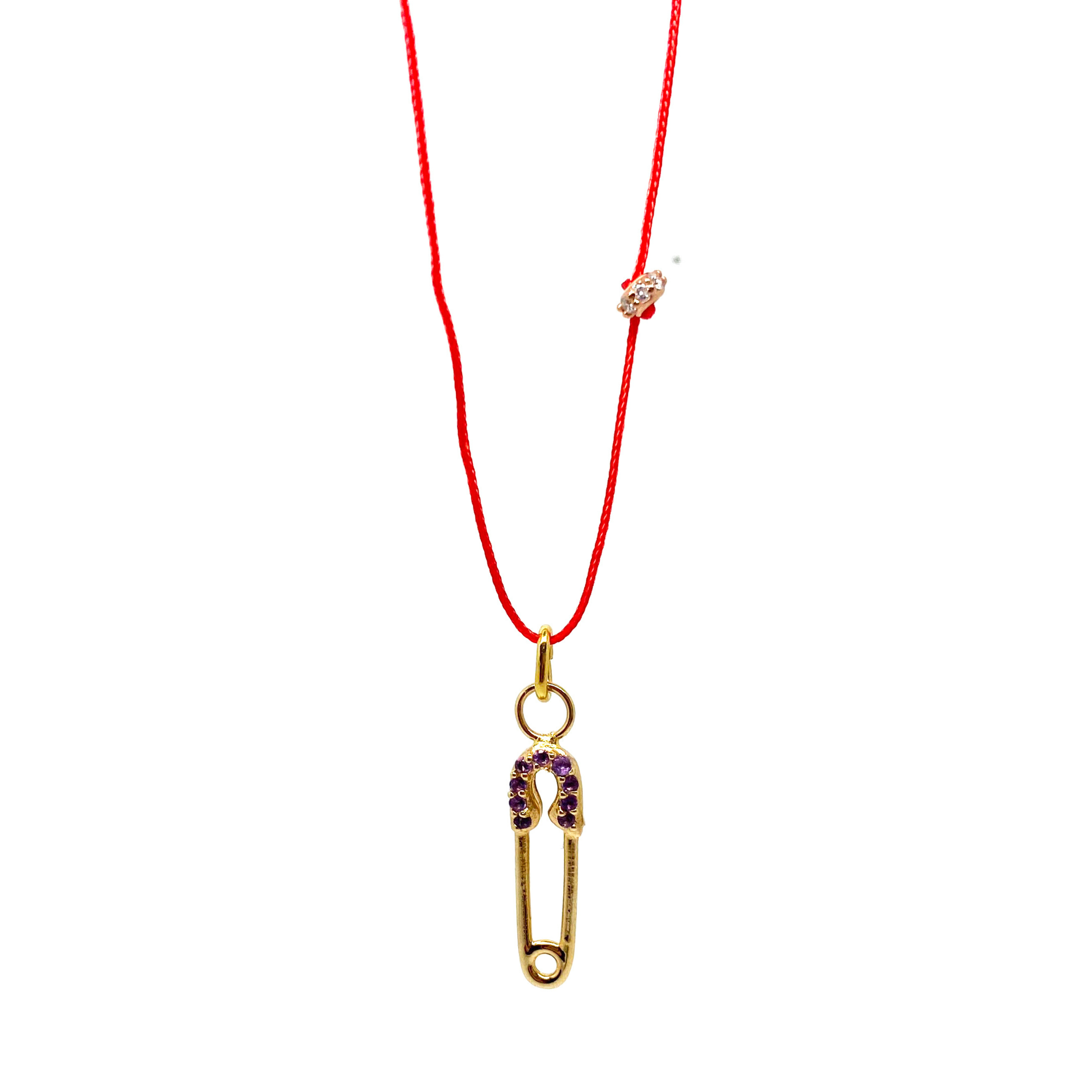 Amethyst Safety Pin Necklace