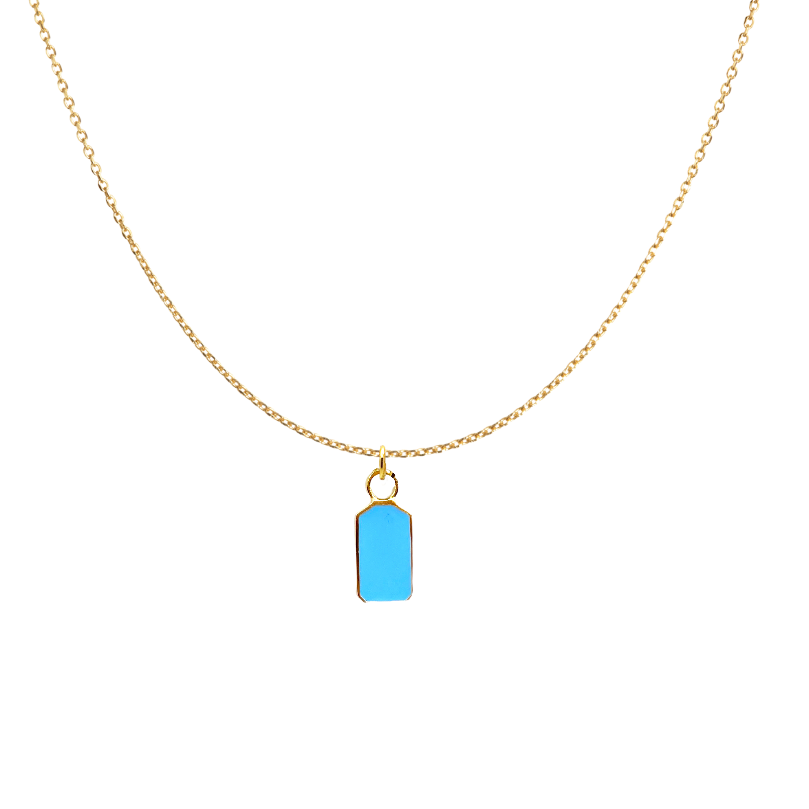 Blue Enamel Tag Pendant