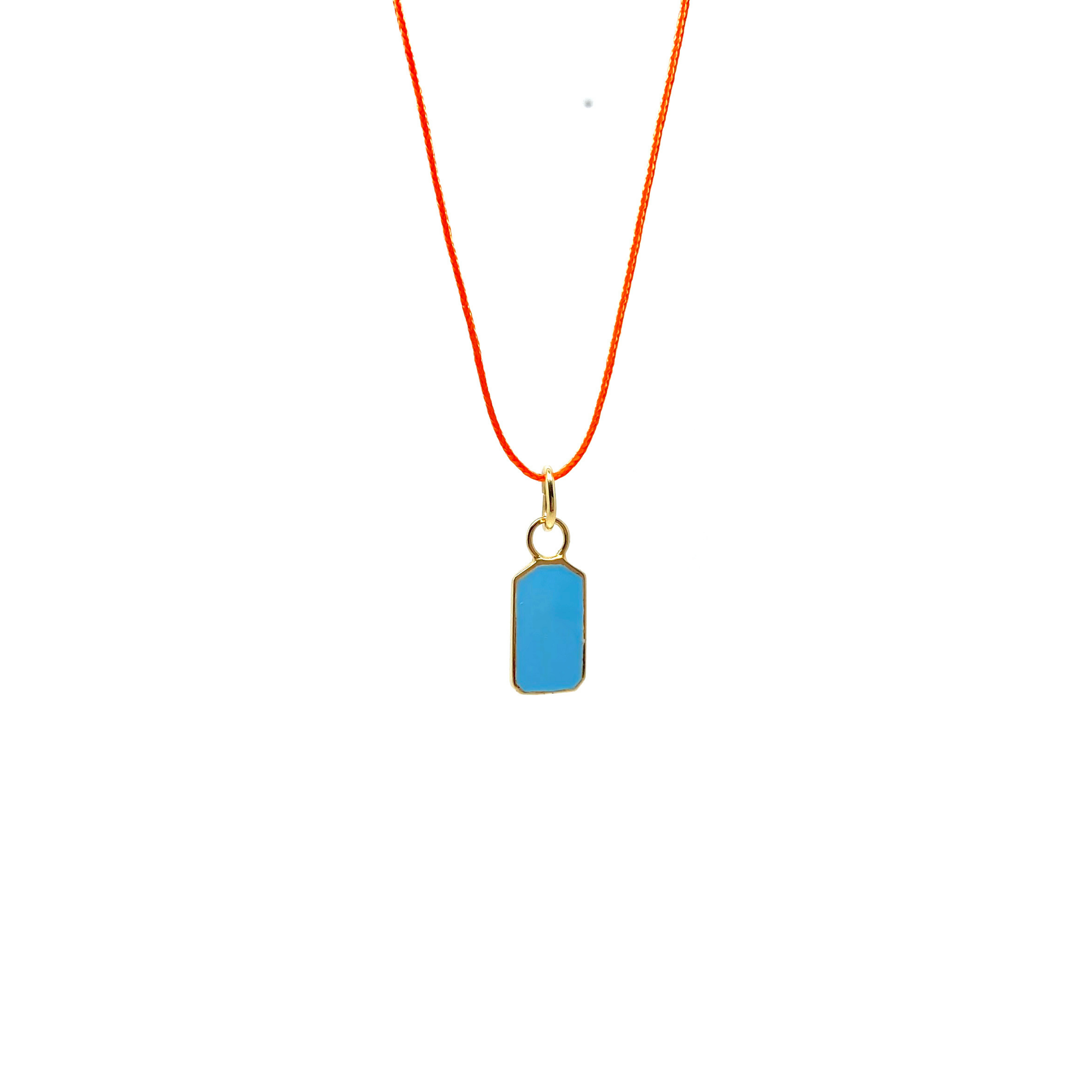 Blue Enamel Tag Necklace