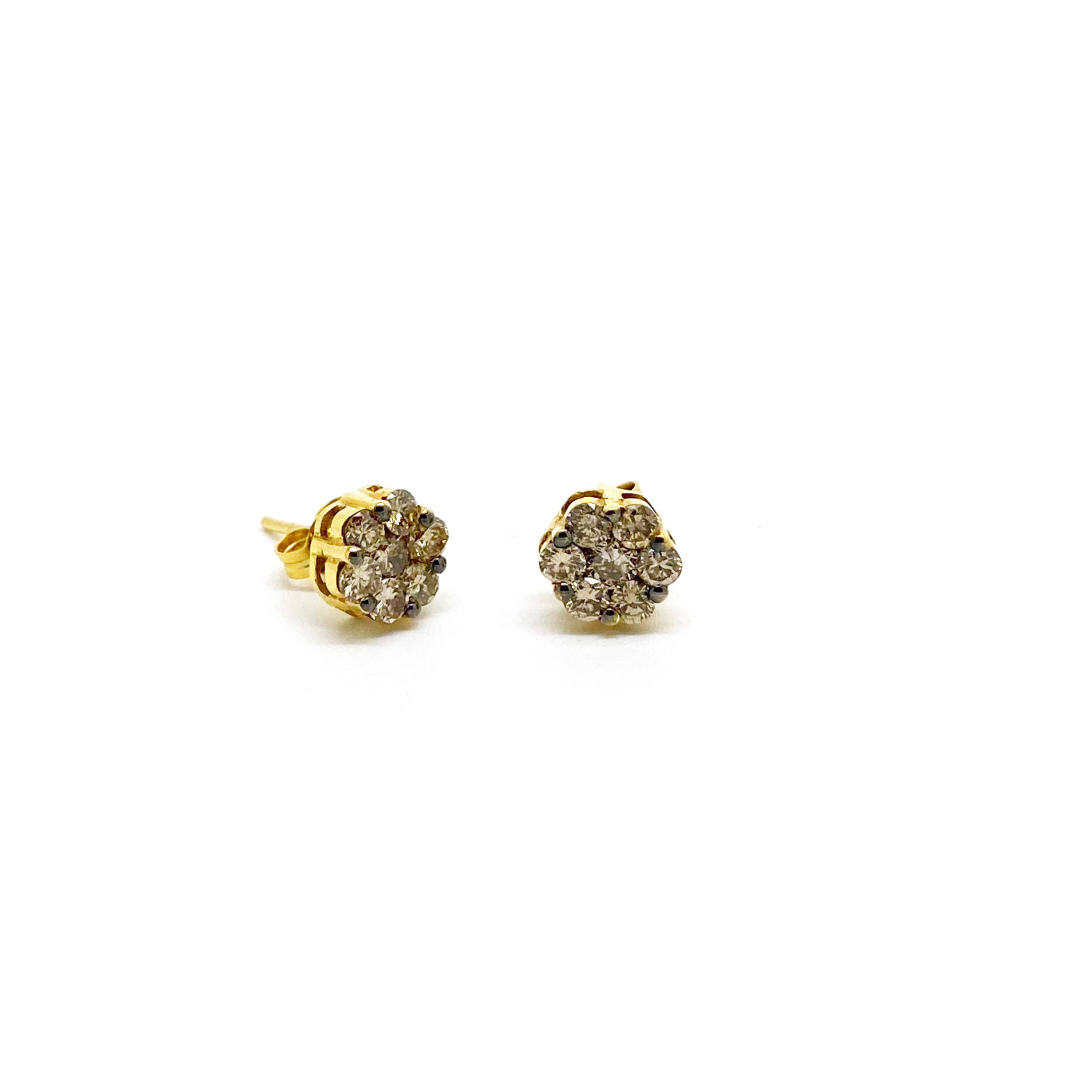 Champagne Diamond Flower Stud