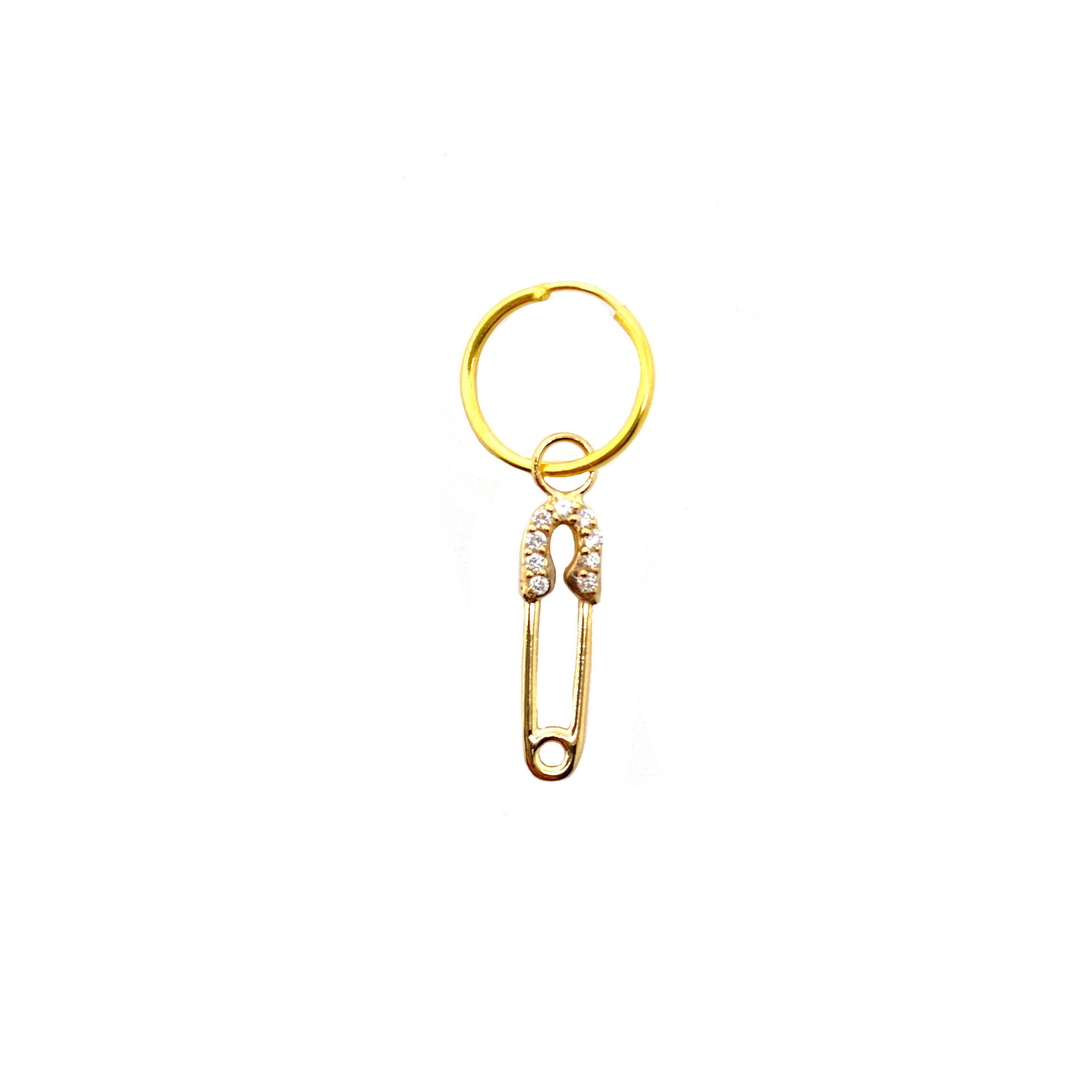 Diamond Safety Pin Mini Hoop