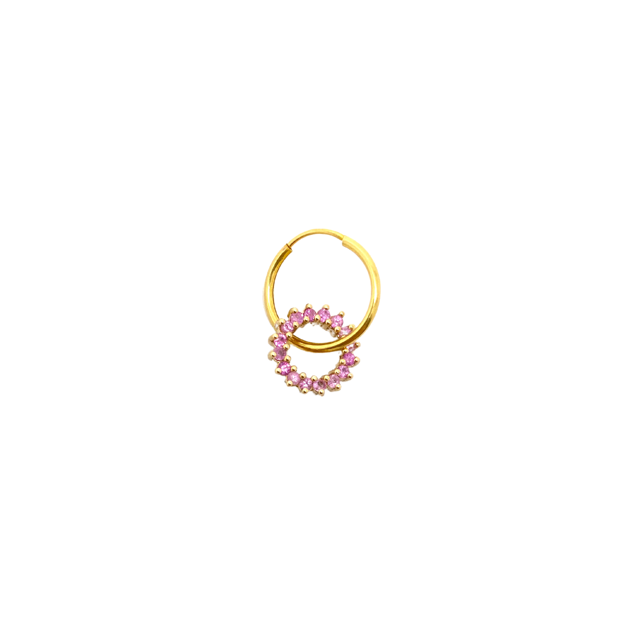 Floating Pink Sapphire Mini Hoop