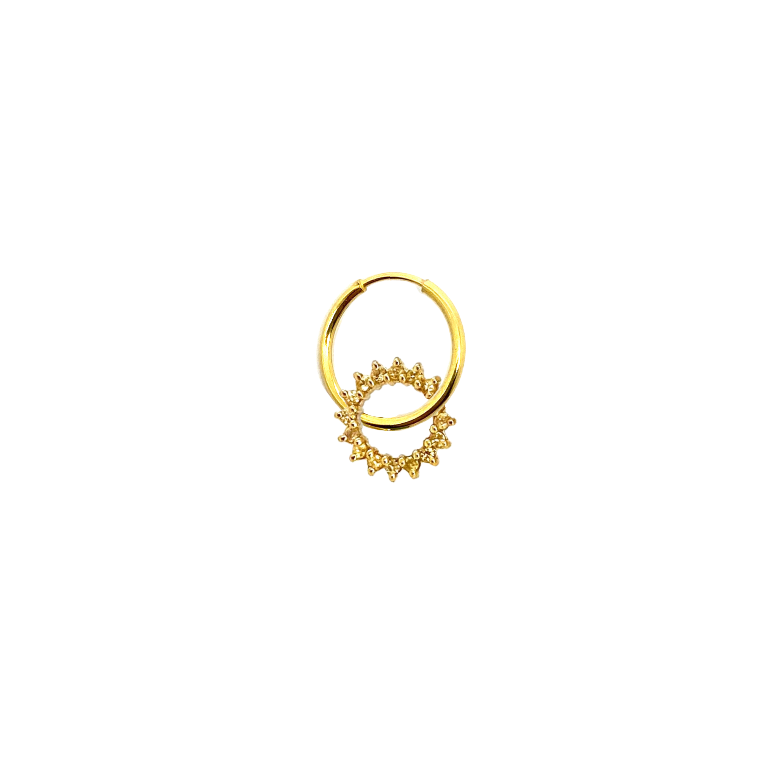 Floating Yellow Sapphire Mini Hoop