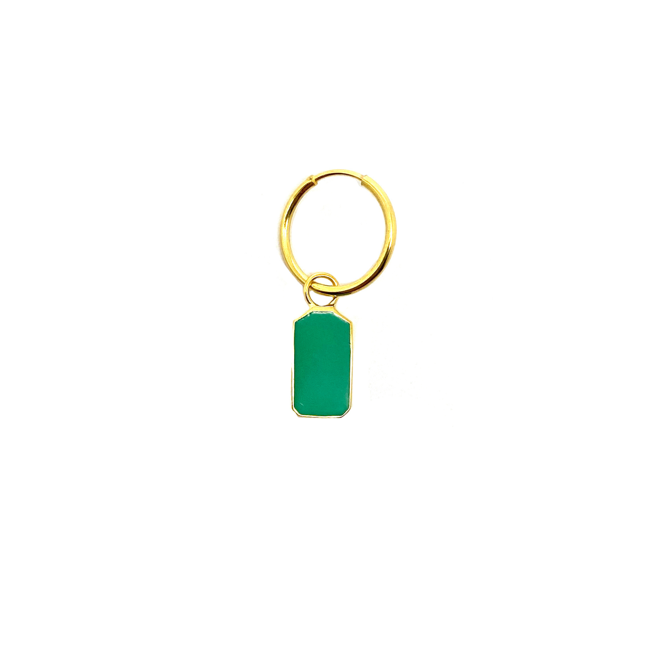 Green Enamel Tag Mini Hoop