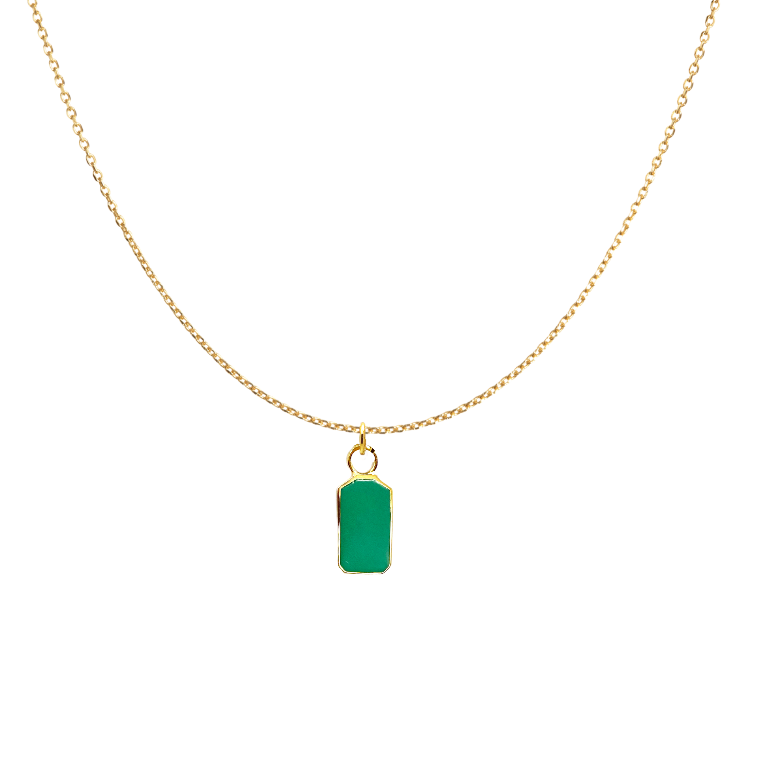 Green Enamel Tag Pendant