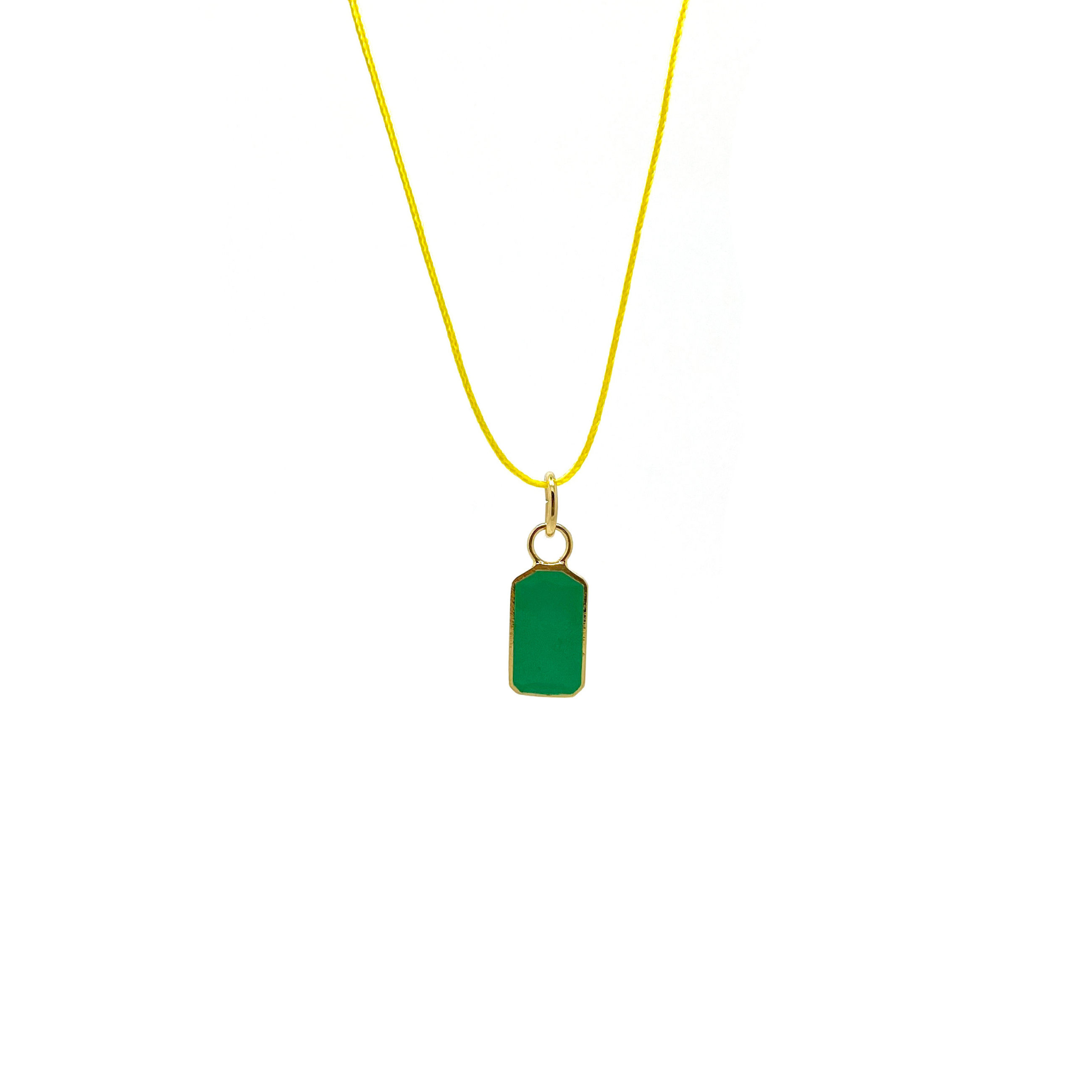 Green Enamel Tag Necklace