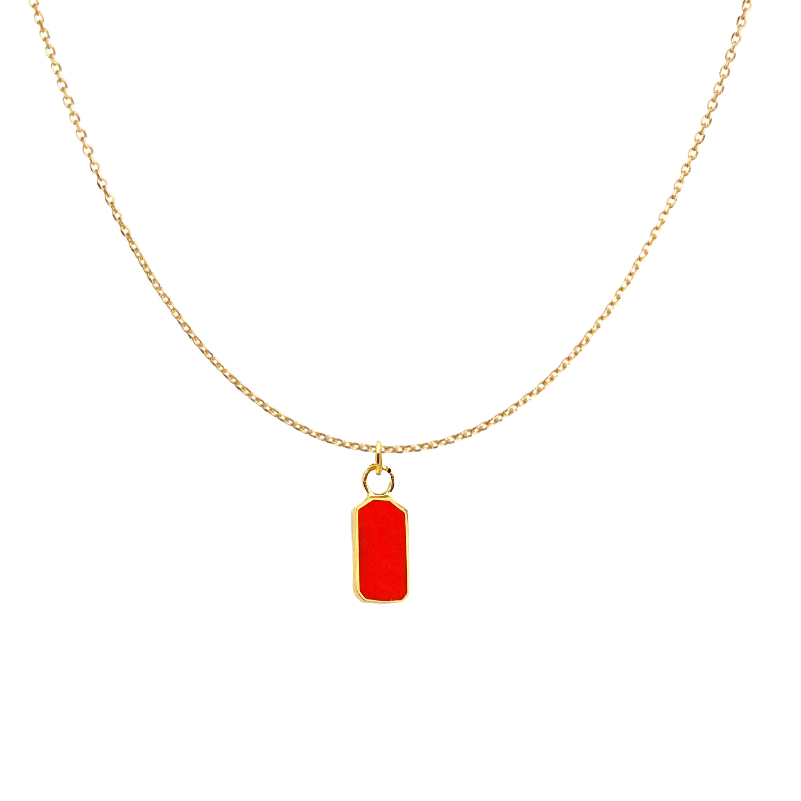 Orange Enamel Tag Pendant