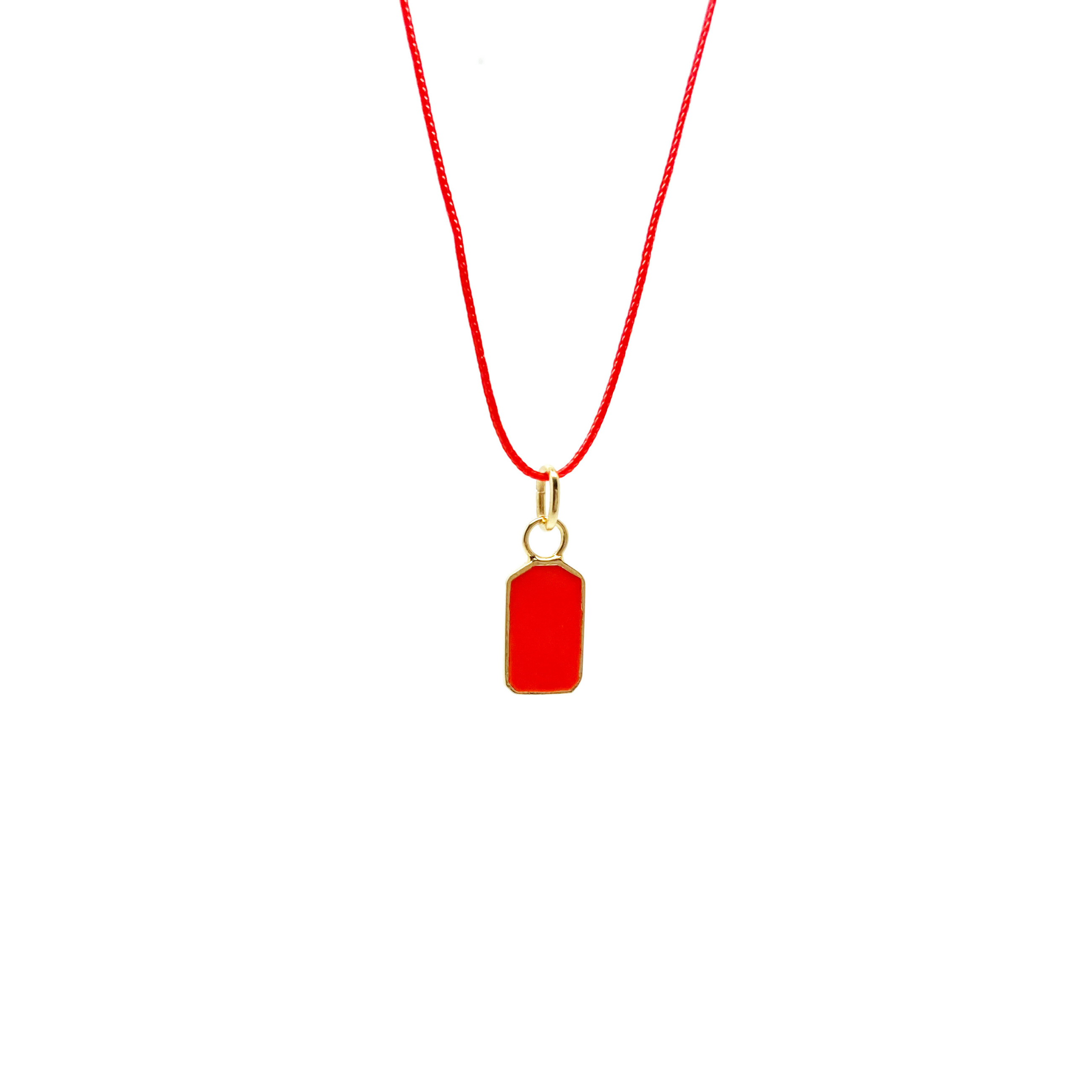 Orange Enamel Tag Necklace