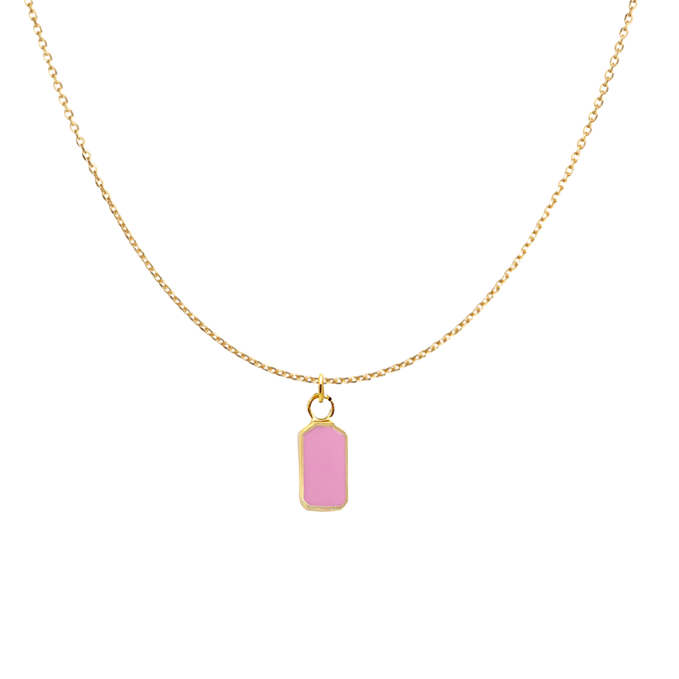 Pink Enamel Tag Pendant