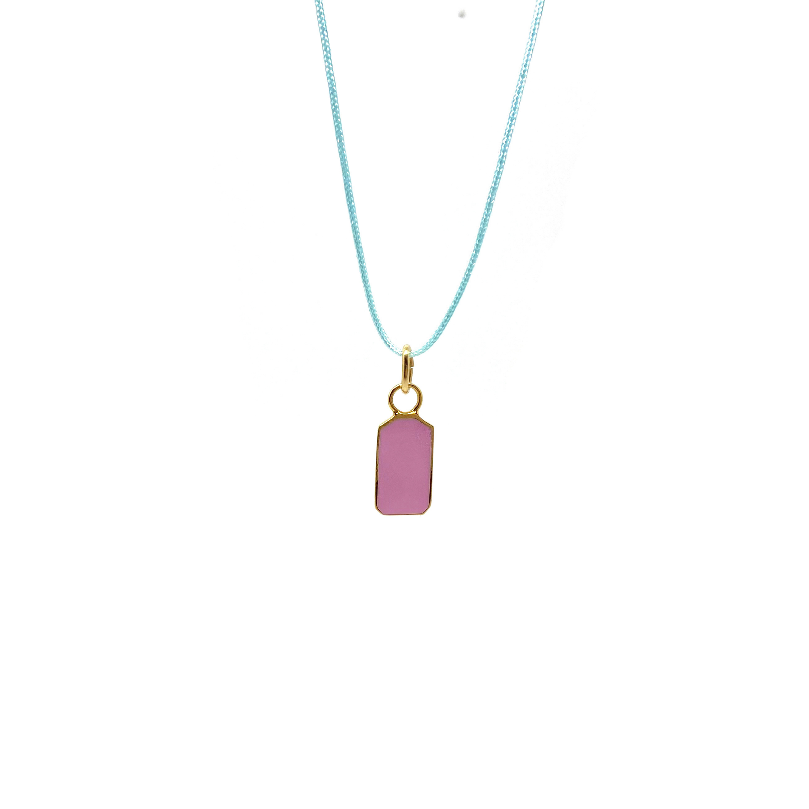 Pink Enamel Tag Necklace