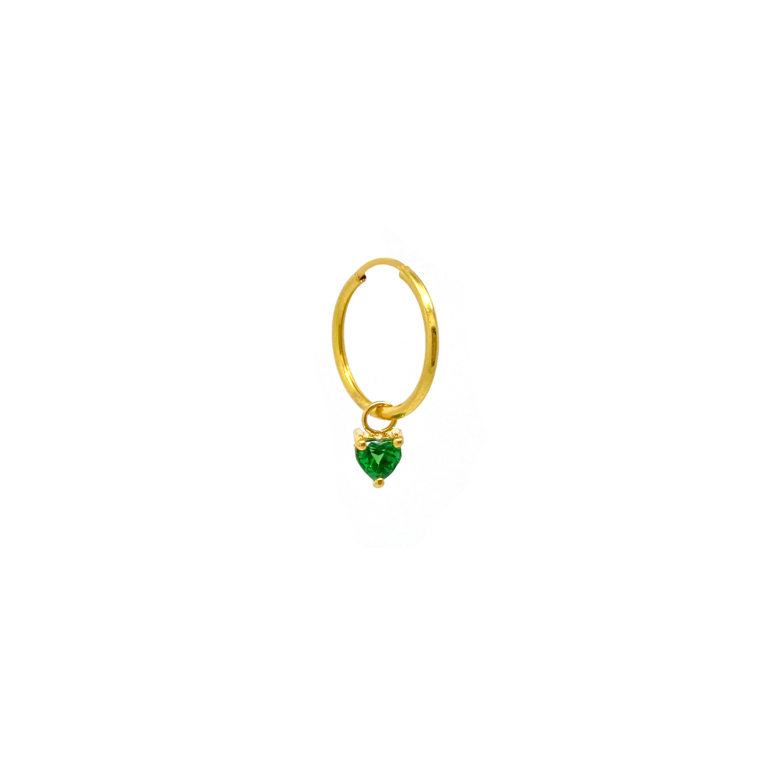 Tsavorite Heart Mini Hoop