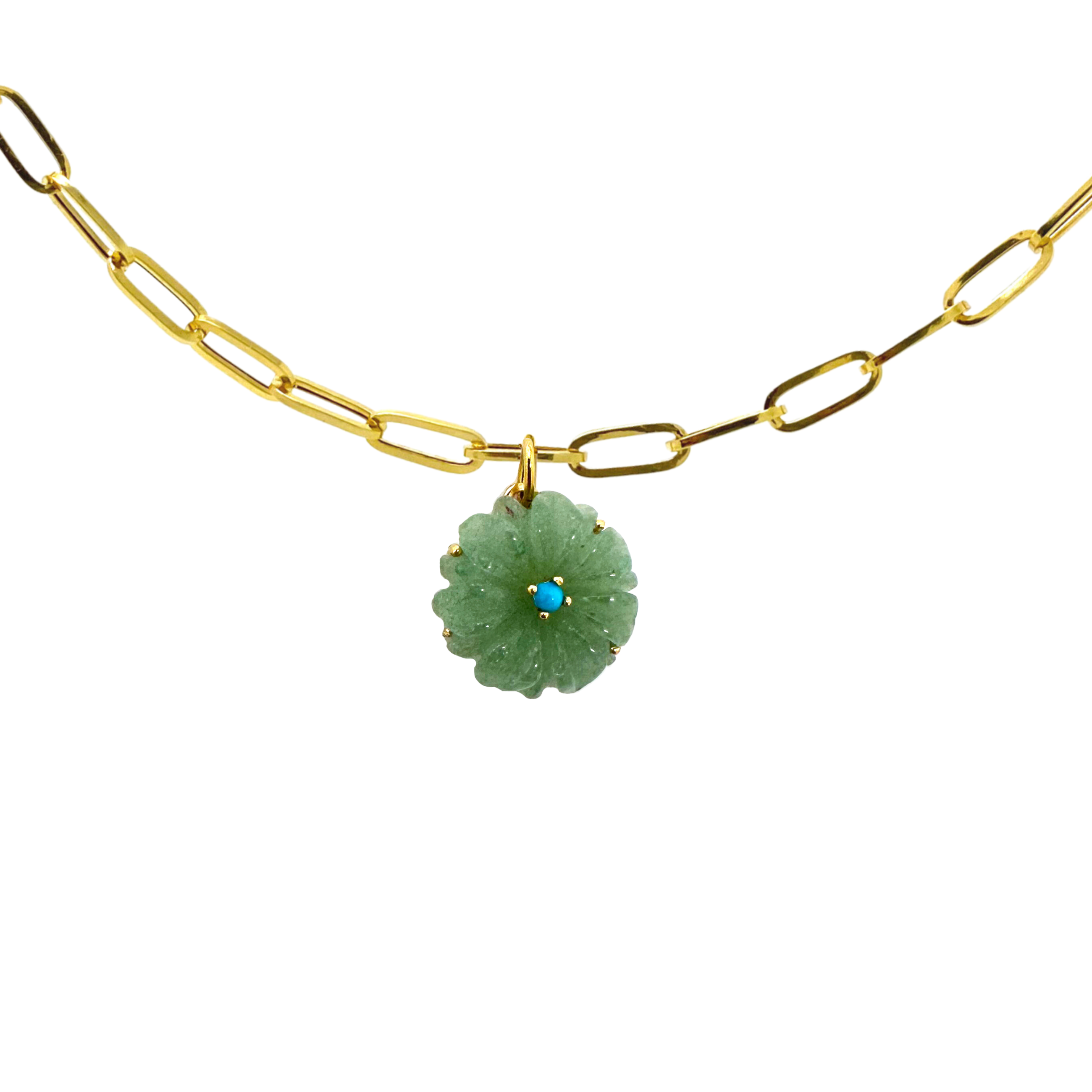 Green Quartz Flower Pendant