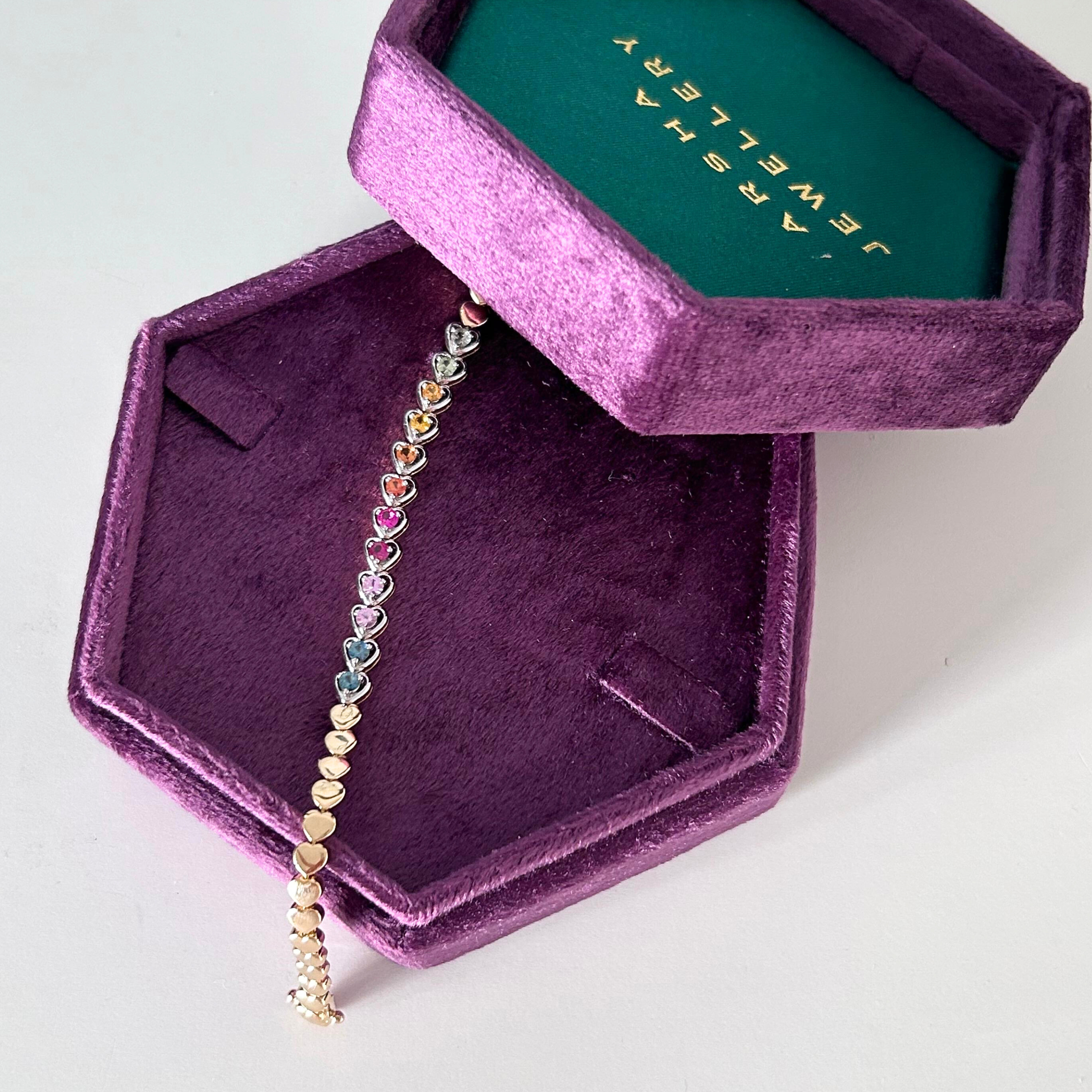 Rainbow Heart Tennis Bracelet