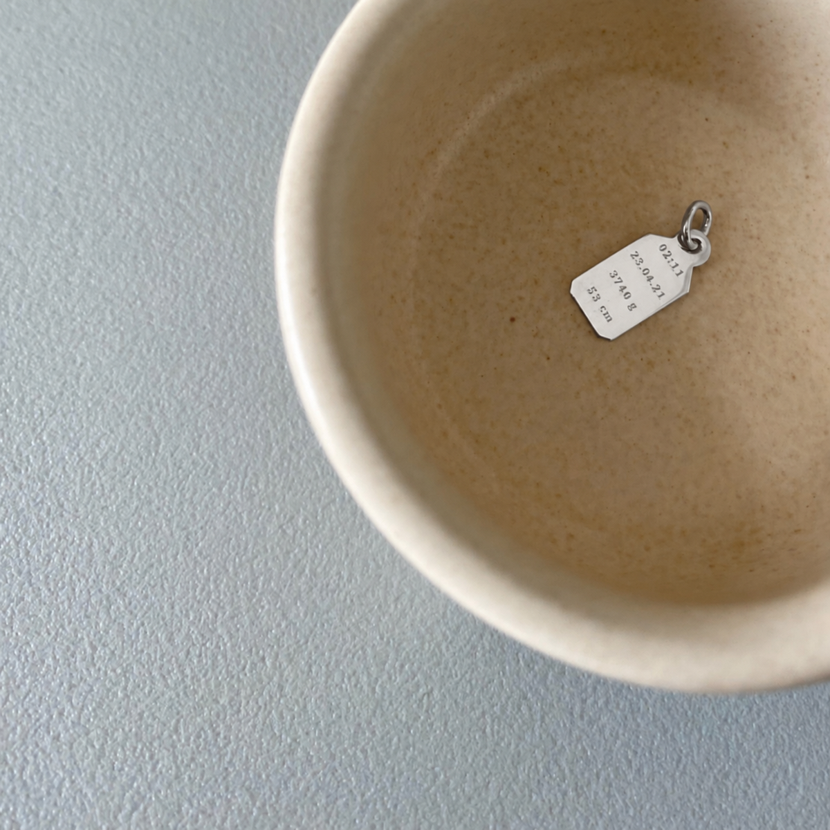 Birth Tag Pendant - White Gold