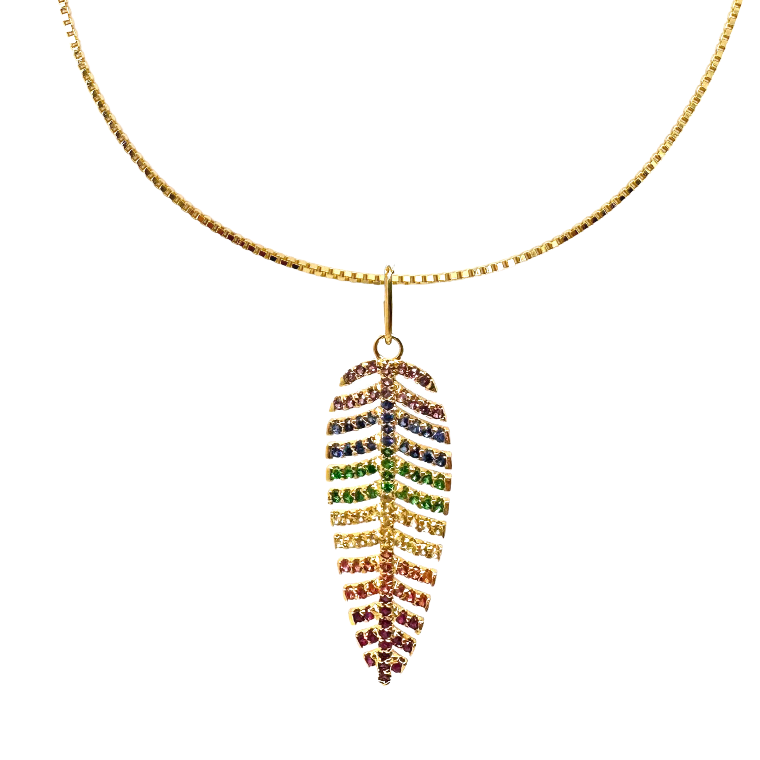 Rainbow Feather Necklace