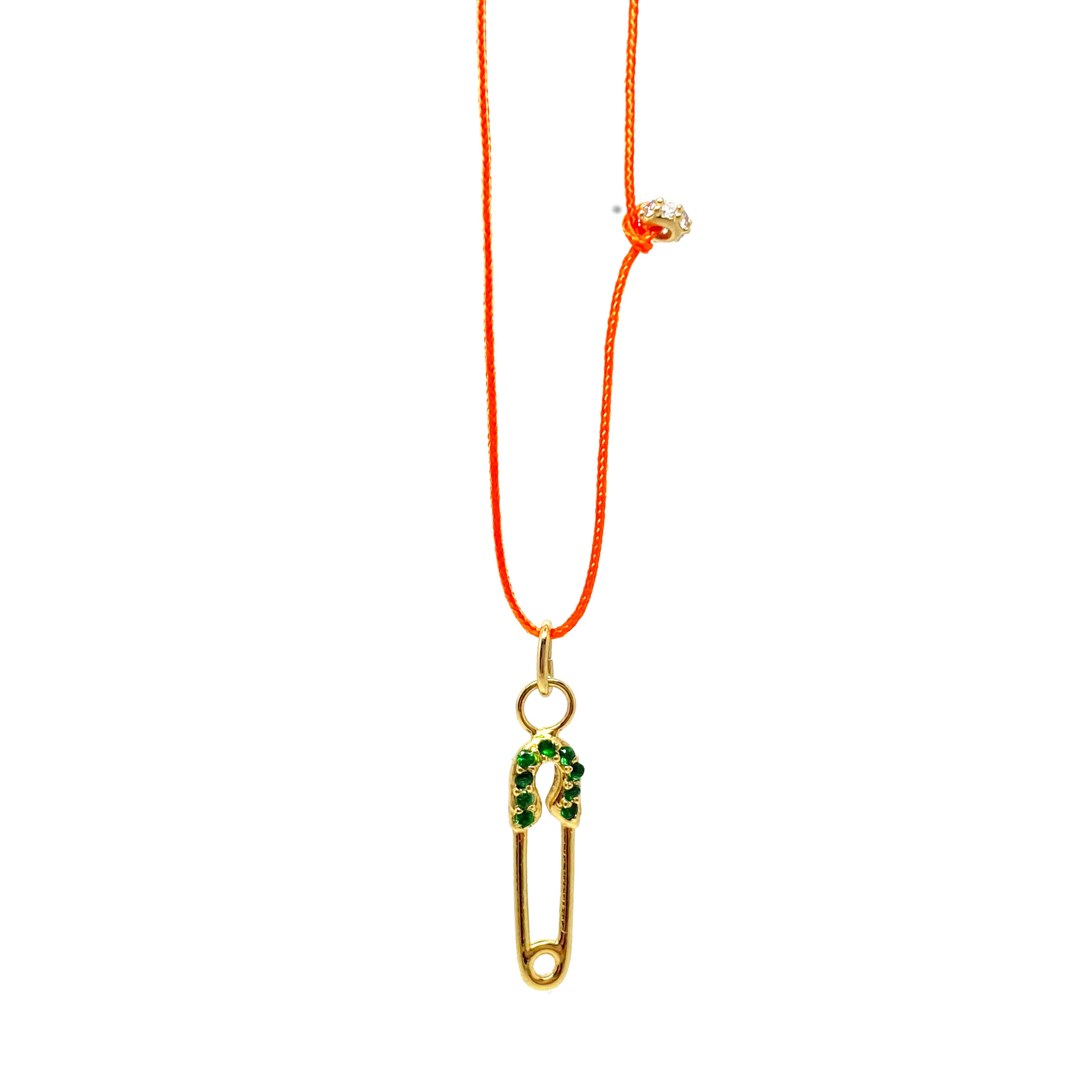 Tsavorite Safety Pin Necklace