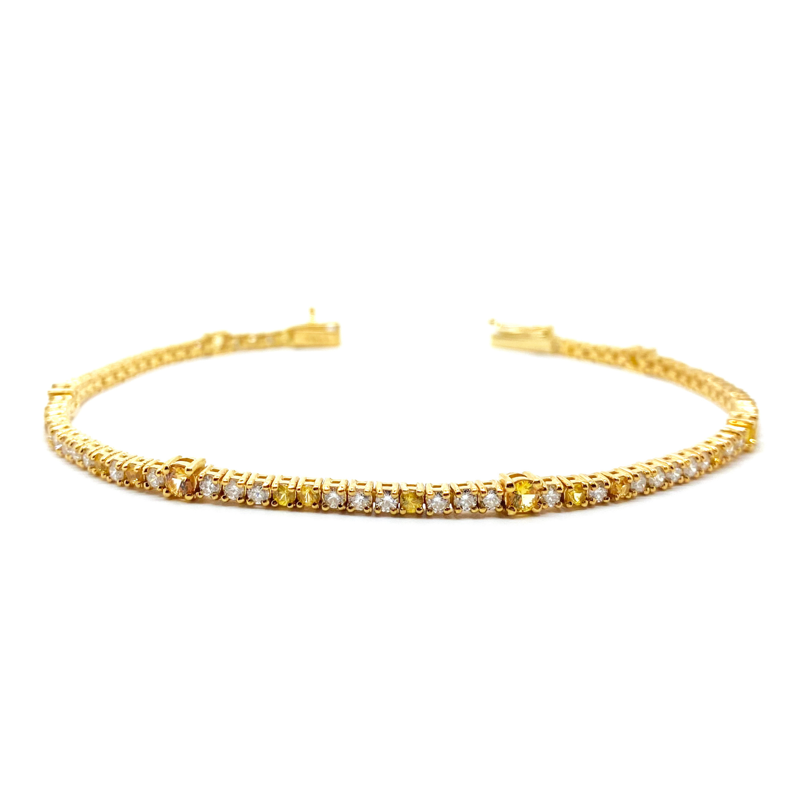 Diamond and Yellow Sapphire Tennis Bracelet