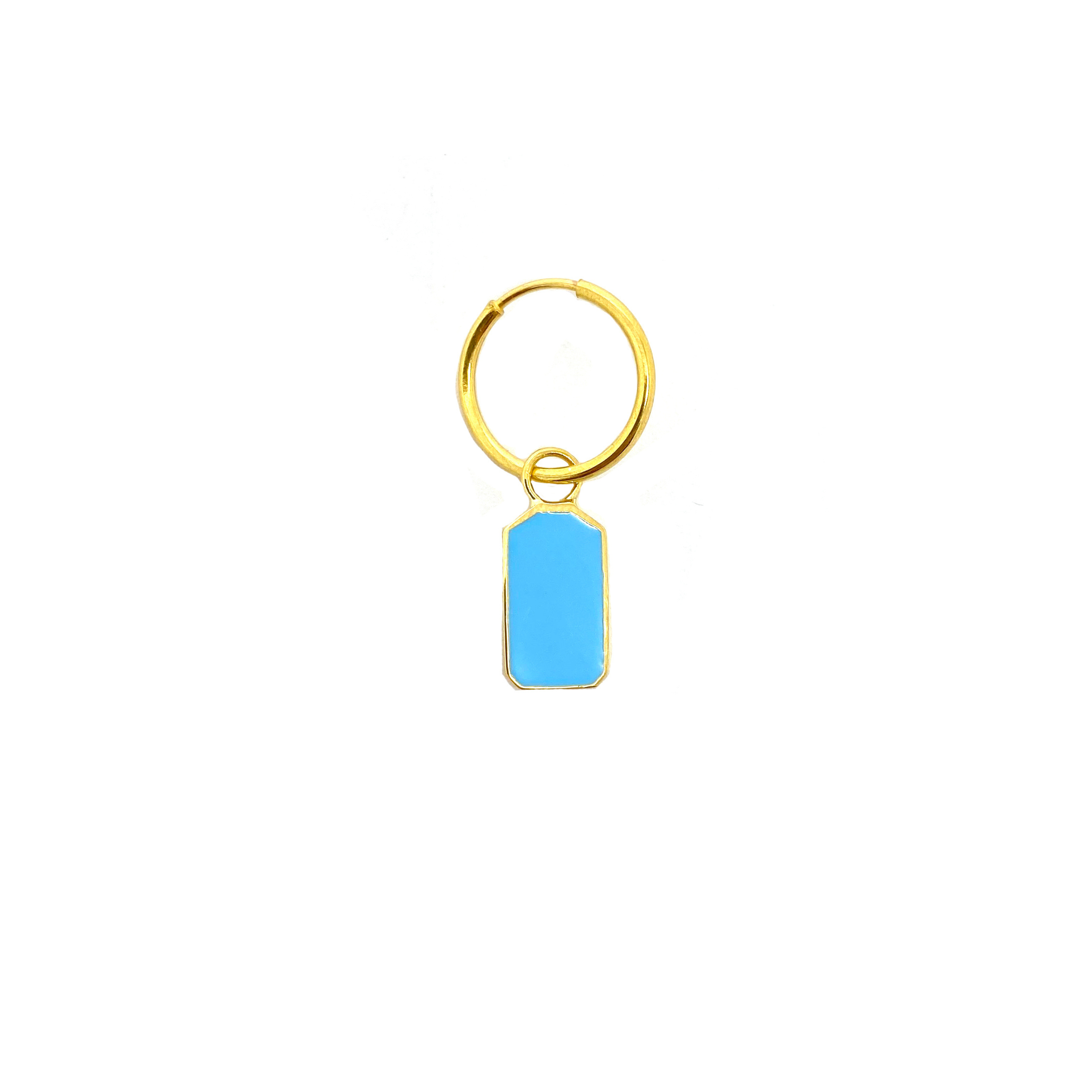 Blue Enamel Tag Mini Hoop