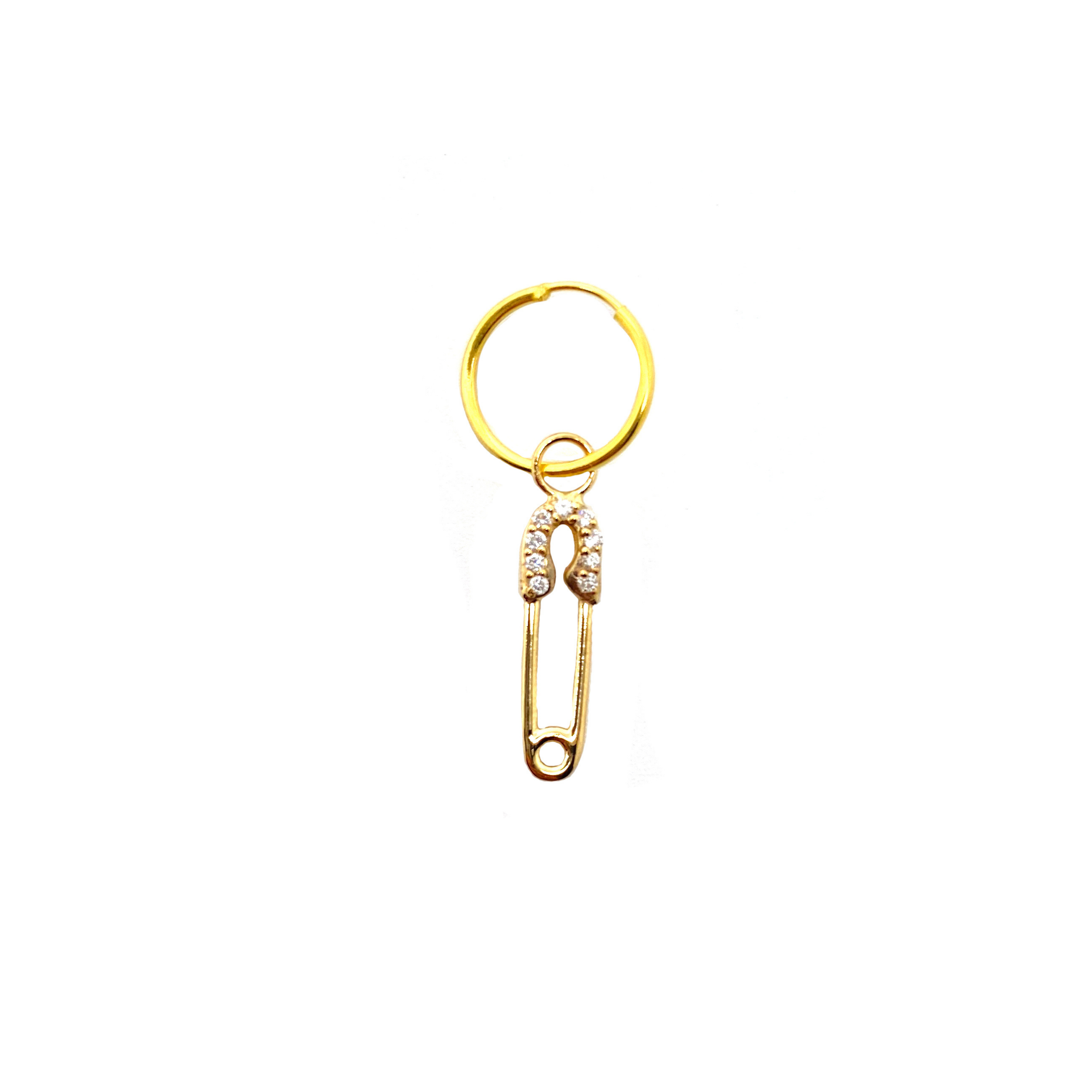 Tsavorite Safety Pin Mini Hoop