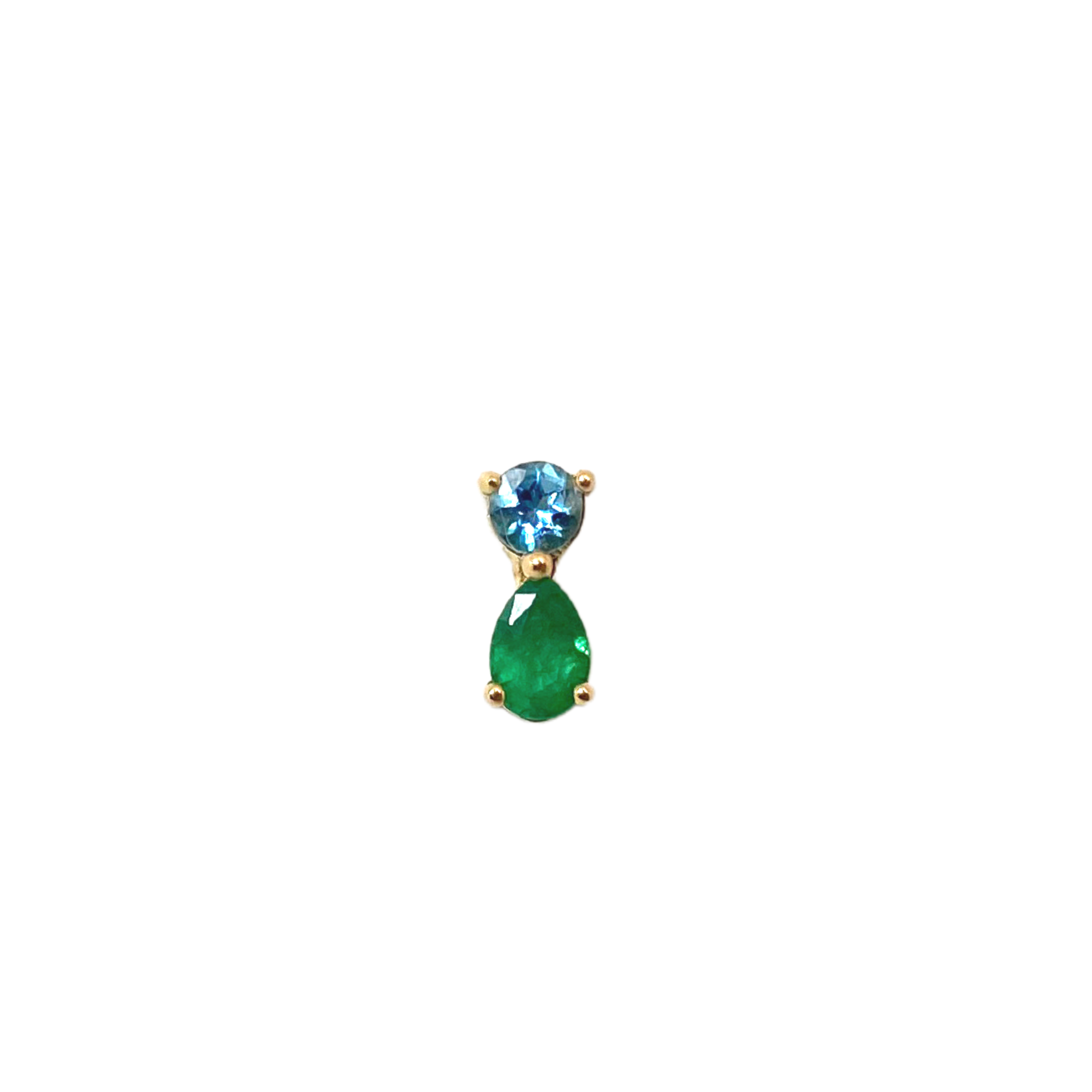 Blue Topaz And Emerald Double Stud