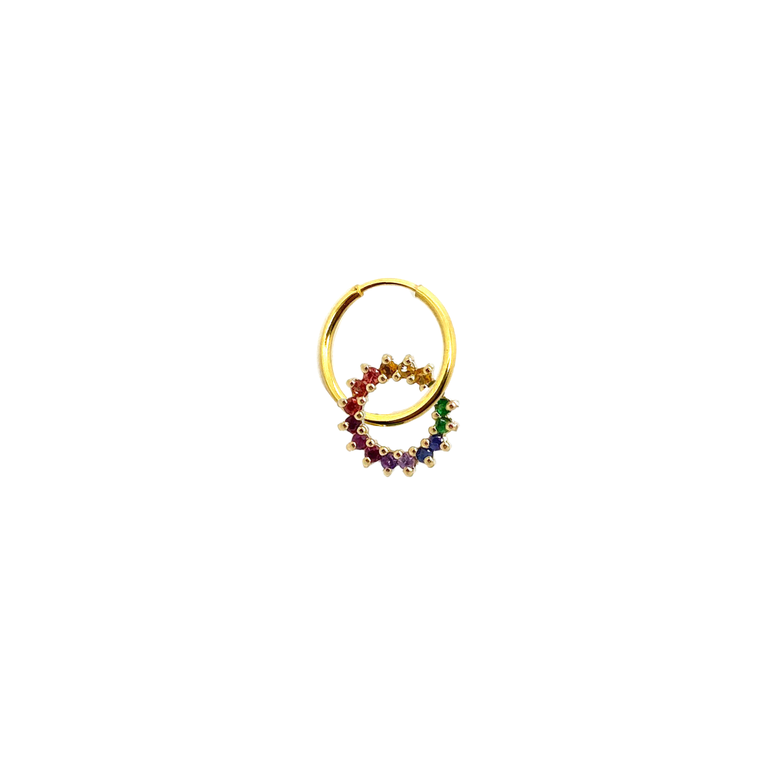 Floating Yellow Sapphire Mini Hoop