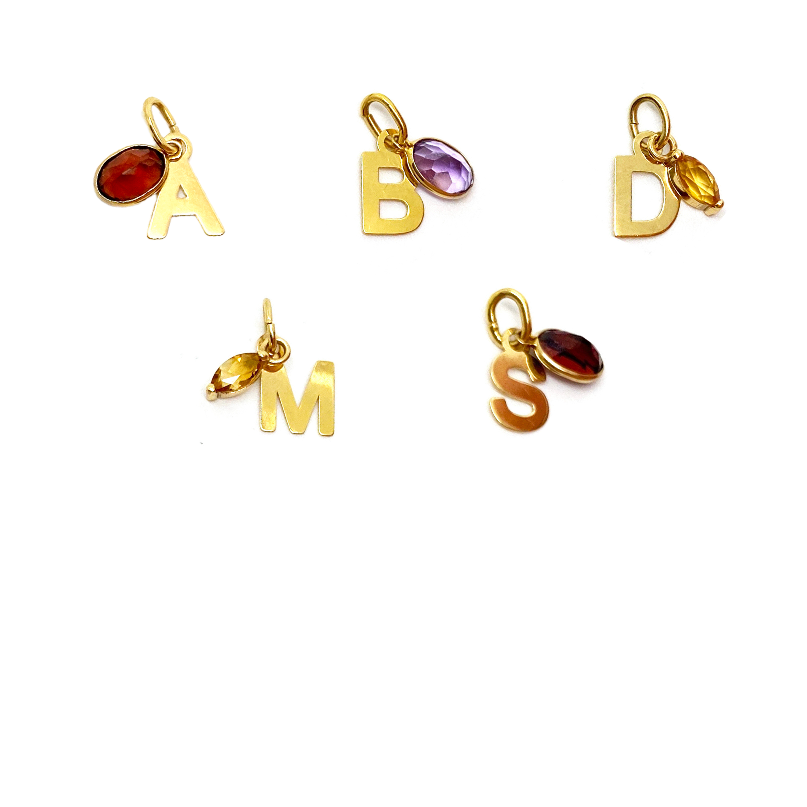 Gold Initial Pendant With Stone