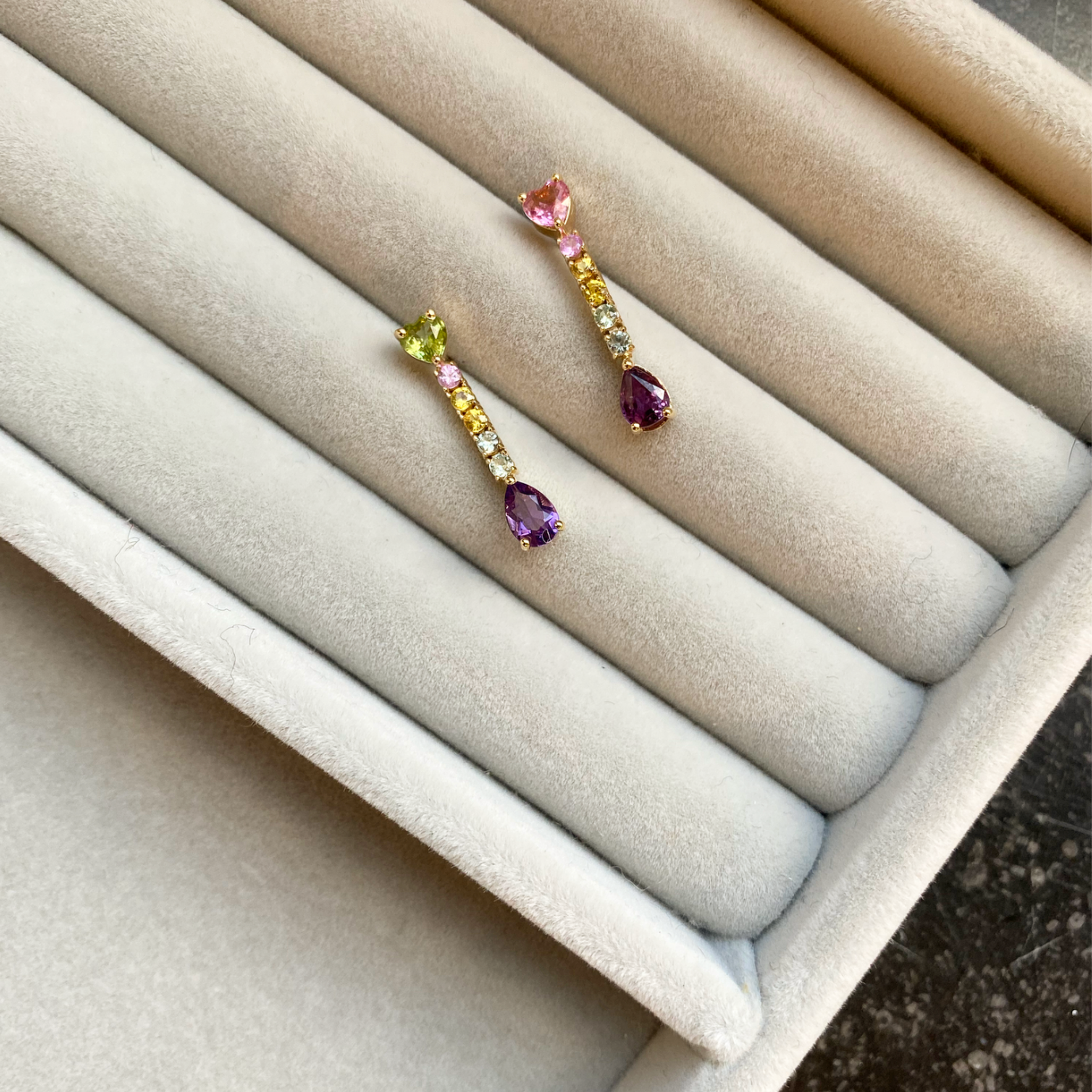 Tourmaline Heart Tennis Earring