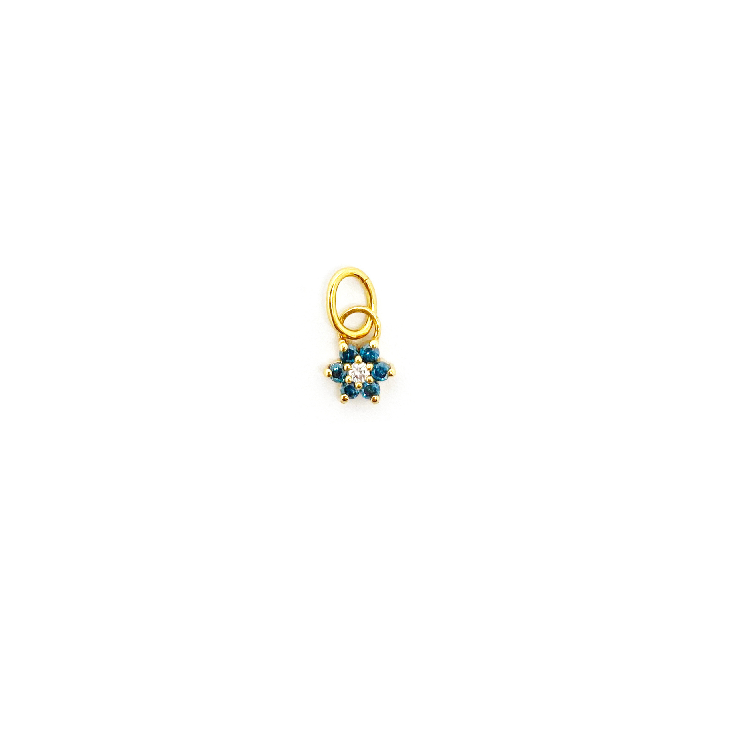 Mini Blue Diamond Flower Pendant