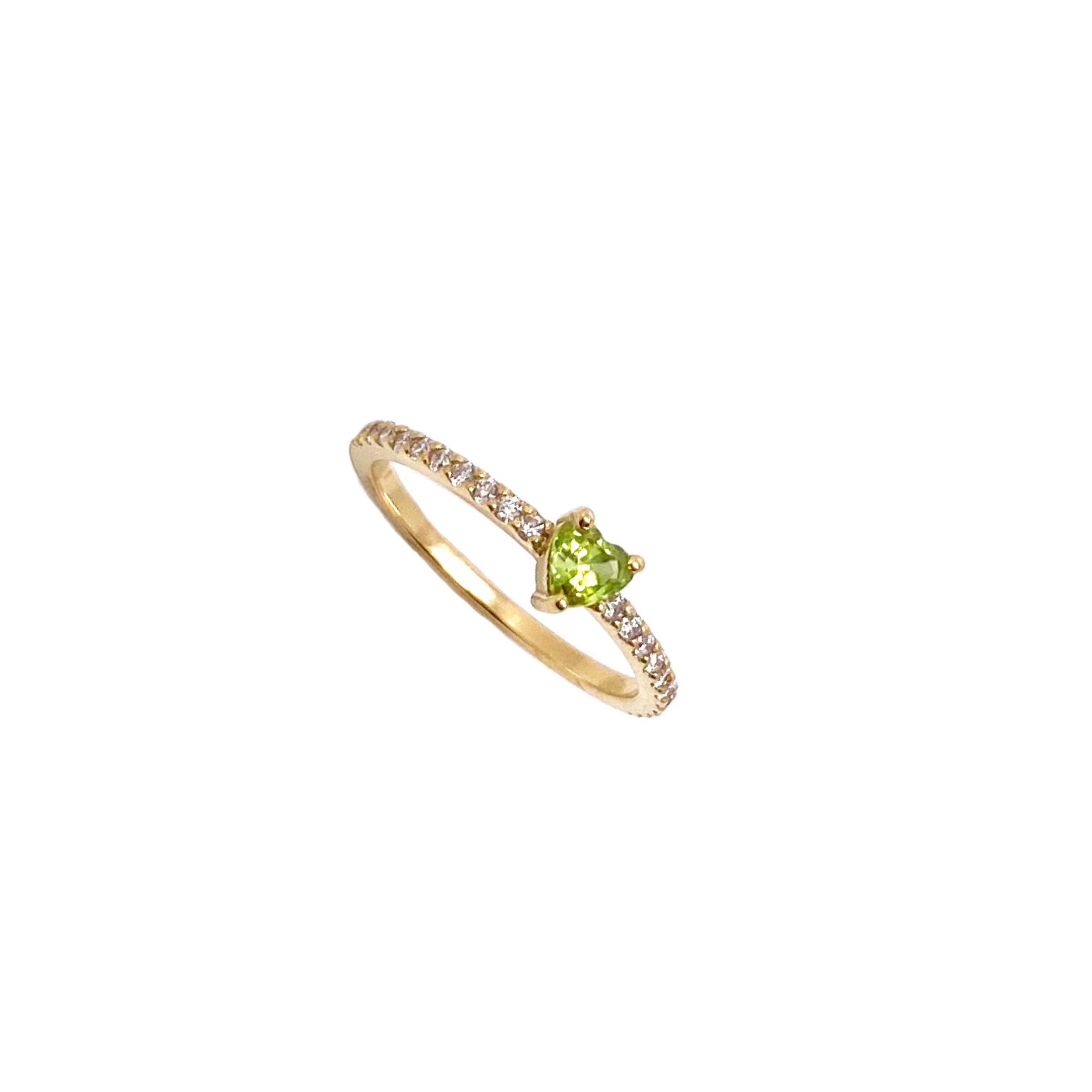 Peridot and Diamond Heart Ring