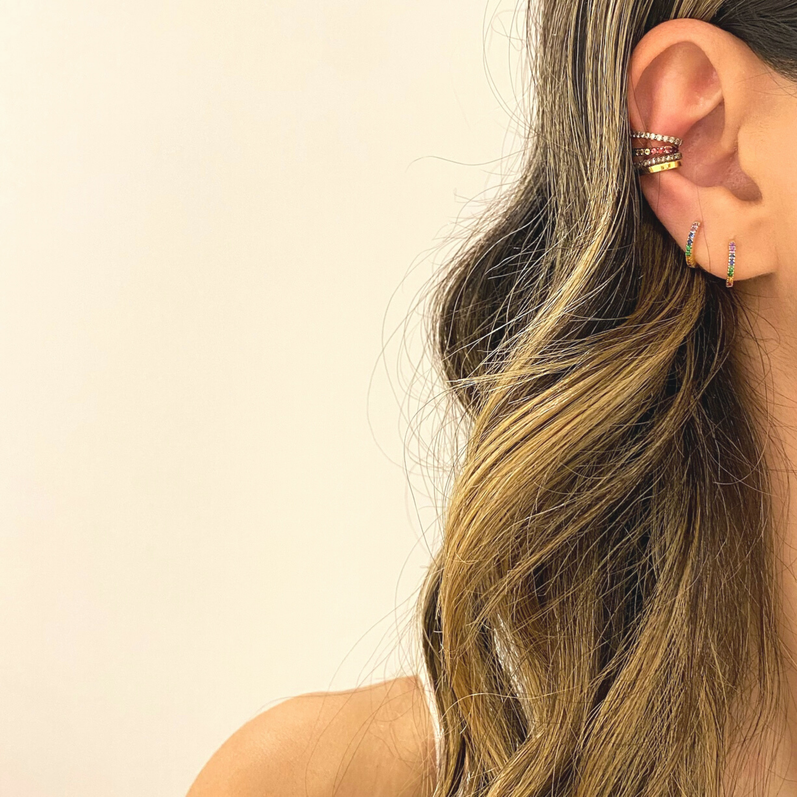 Rainbow Huggie Earring