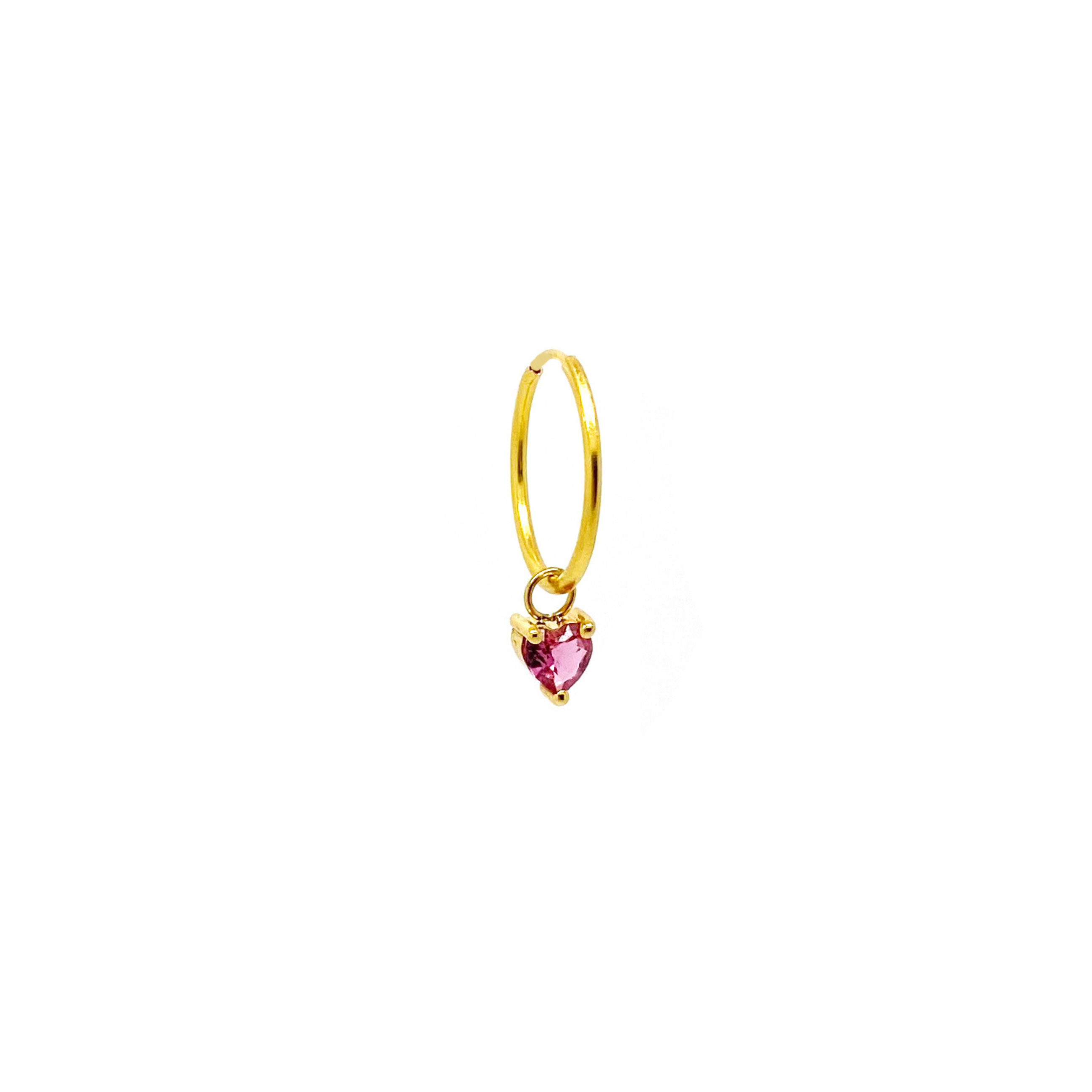 Tourmaline Heart Mini Hoop