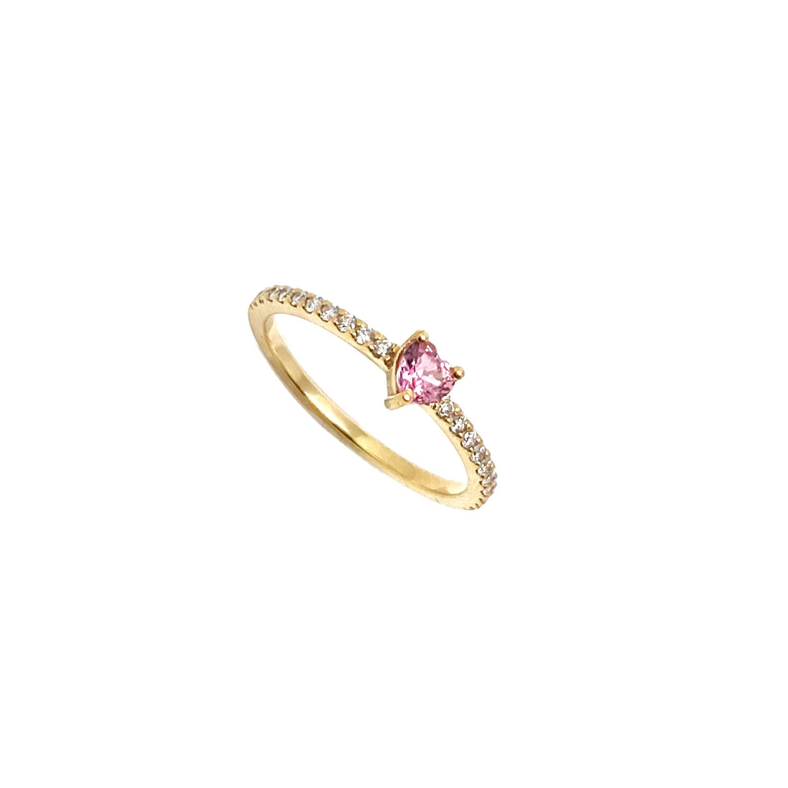 Tourmaline and Diamond Heart Ring